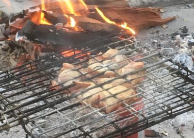 braai fire with bbq meat